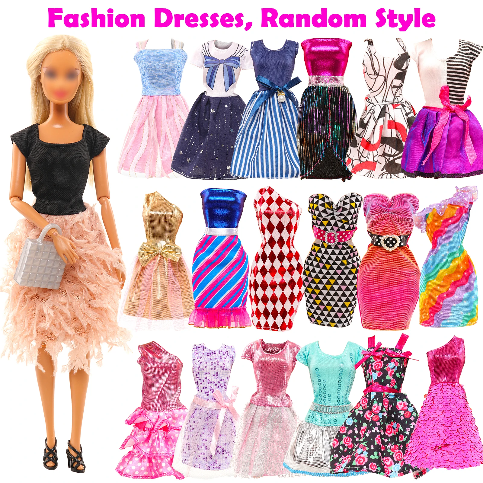 Barwa 57 Pcs 11.5 Inch Cheap Girl Doll Accessories=13 Dress 4 Tops +Pants 3 Swimsuits 15 Shoes 22 Accessories Girl Birthday