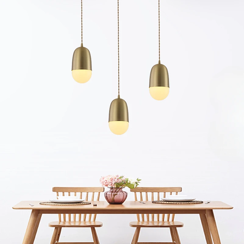 Simple single head chandelier, personalized restaurant, bar counter, studio, office decoration, lighting, brass lamps