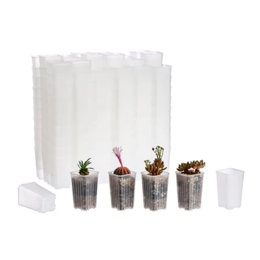 

Набор из 180 миниатюрных прозрачных пластиковых квадратных горшков для рассады и семян, 1,95 дюйма, глубокие, для пересадки, с дренажными отверстиями