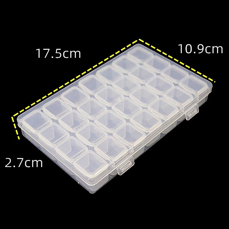 28/56 Cells Nail Art Storage Case 1*BOX Rhinestones Gems Clear Plastic Empty Container Profession Rhinestones Beads Organizer