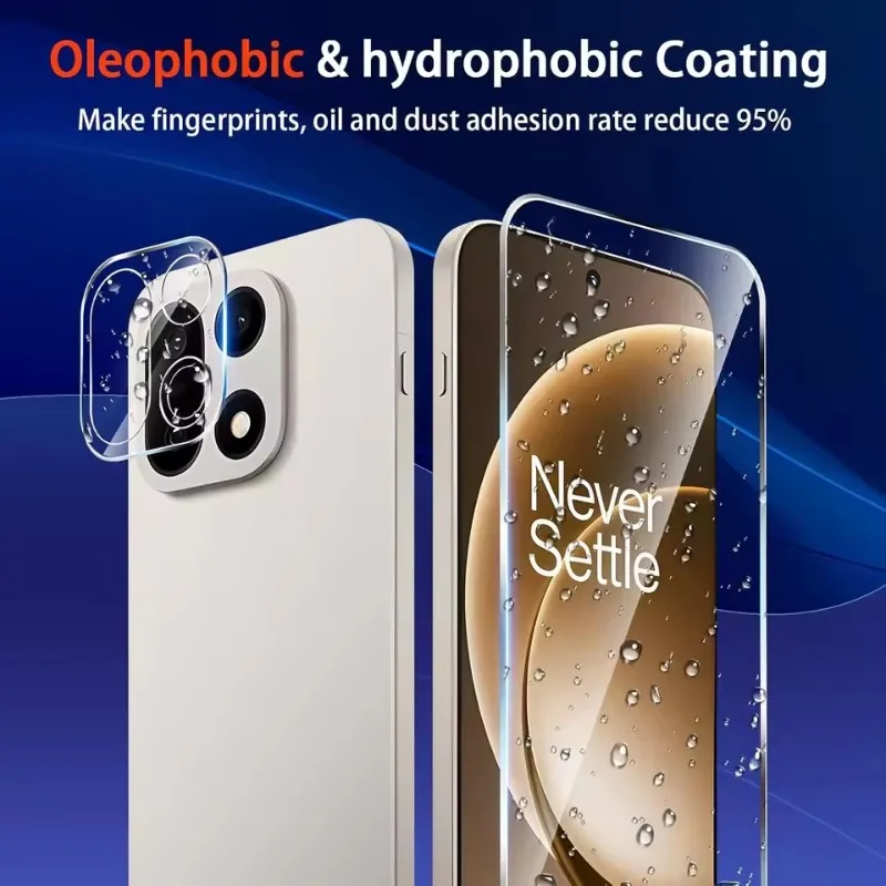 6IN1 عدسة + واقي شاشة زجاجي أمامي لهاتف OnePlus 15 واقي عدسة الكاميرا 9H من الزجاج المقسى المضاد للخدش أفلام خالية من الفقاعات