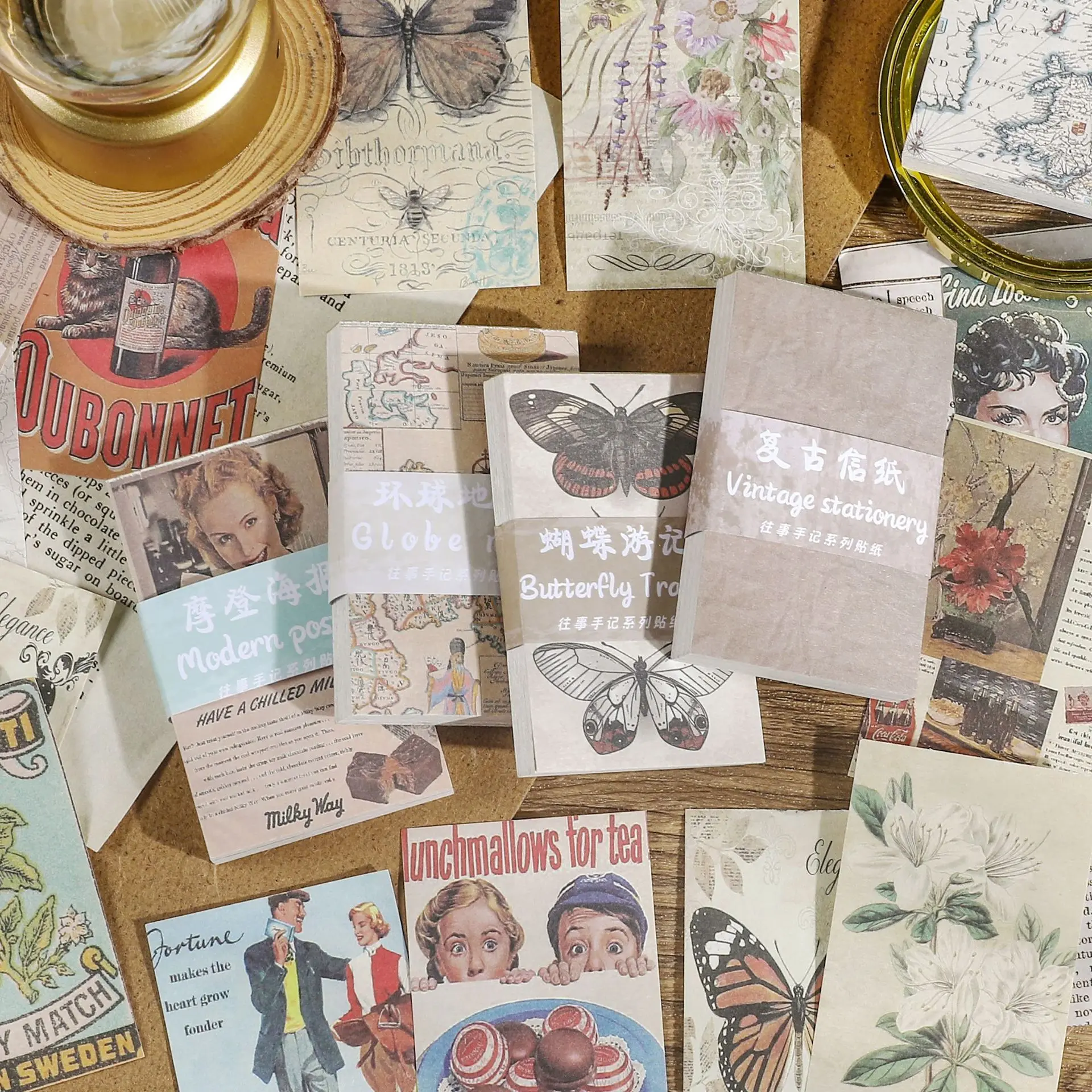 60 stücke Vintage Mini Material Papier Buch dekorative DIY Hand Konto Scrap booking Hintergrund Papier Junk Journal Lieferungen