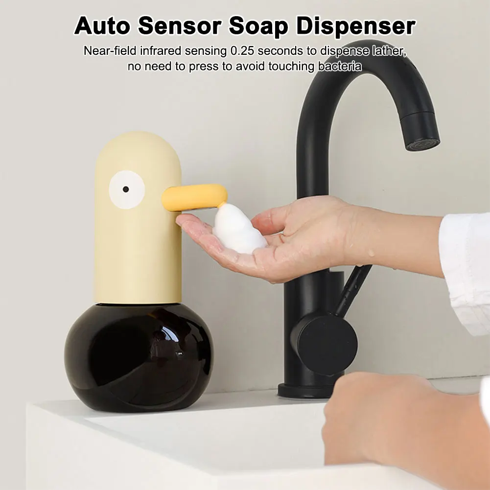 Cute Duck Automatic Foaming Soap Dispenser Touchless Electric Soap Dispenser Hands Free Auto Soap Dispenser for Bathroom Kitchen