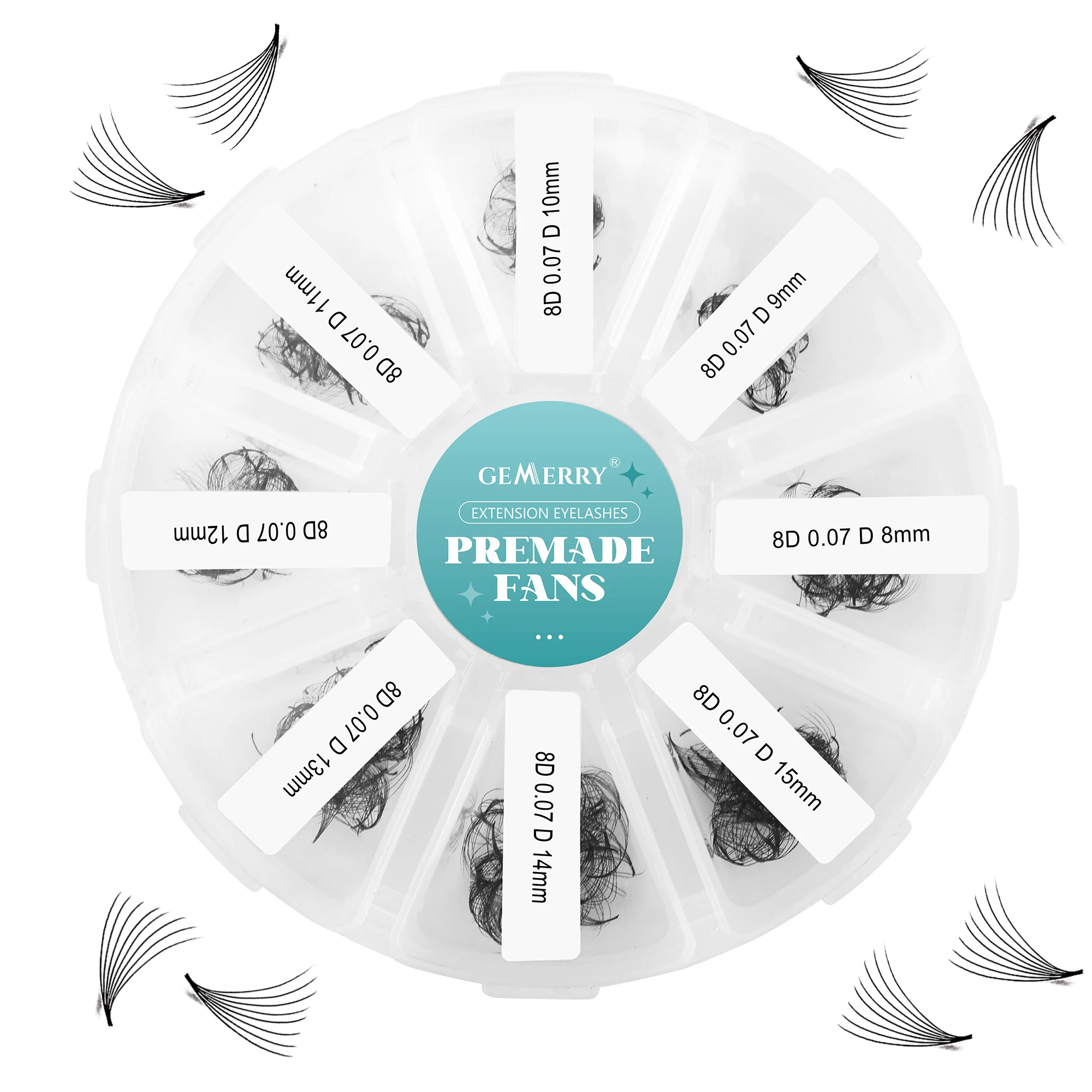 GEMERRY Pre-Fanned Volume Eyelashes, Ready-to-Use lash Extension, C/D Curl 8-15 mm, 500 Pcs Premade Russian Fans