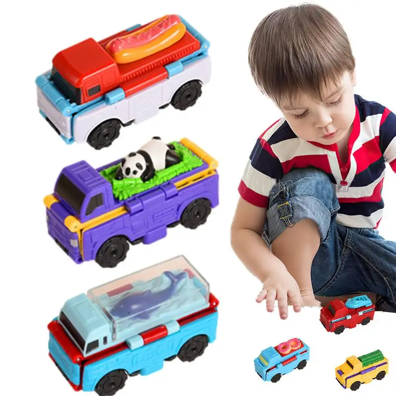 Transformable Mini Kids Toy Car Transformable Dual Design Toy Cars Creative Mini 2-in-1 Car Toys Transformable Vehicles Cars