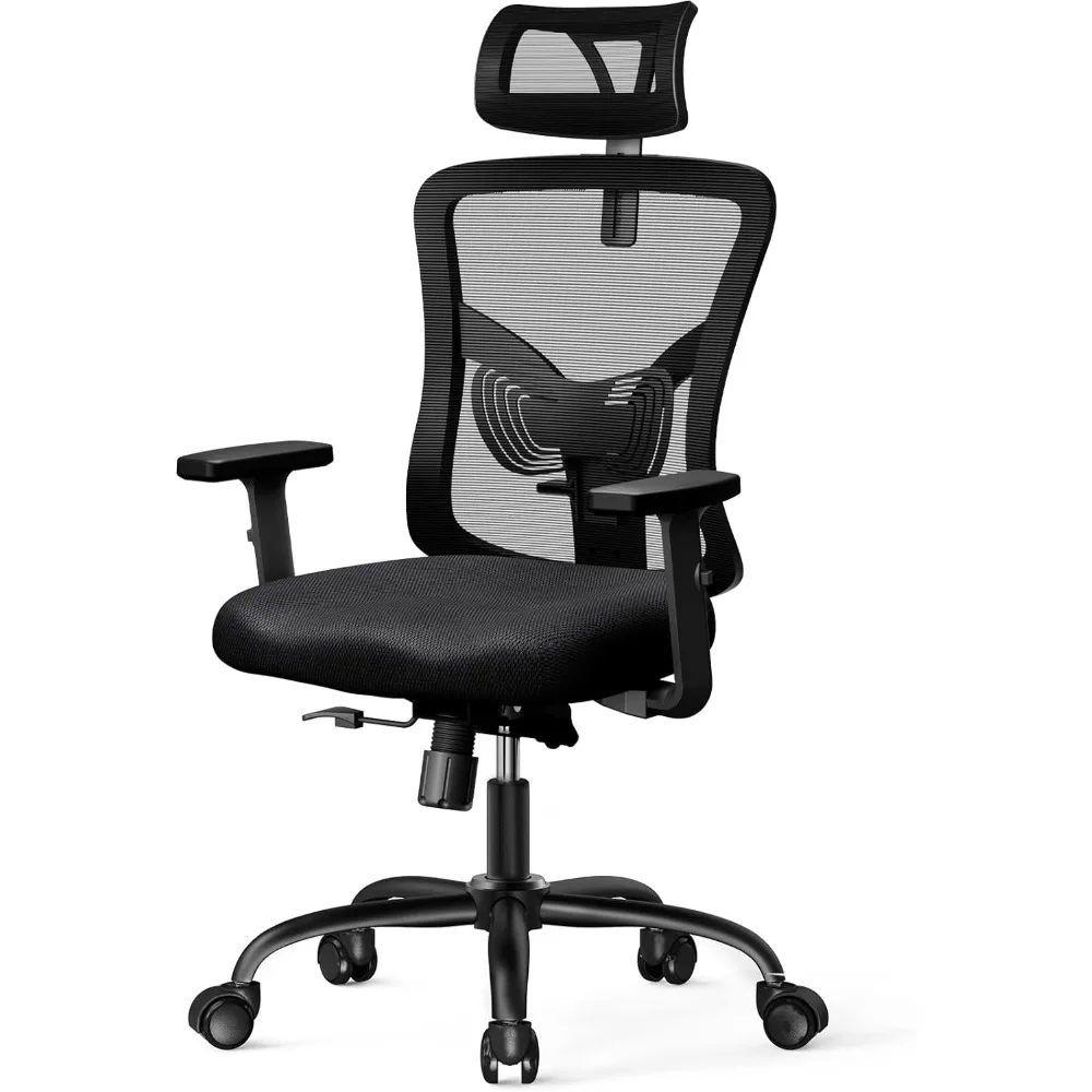 

Ergonomic Office Chair, Desk Chair with 2'' Adjustable Lumbar Support, Headrest, 2D Armrest, Office Chair Backrest