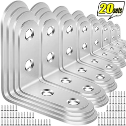 Stainless Steel L Shaped Corner Brace Metal L Right Angle Connector Brackets for Furniture Cabinet Support Frame Shelf Fasteners