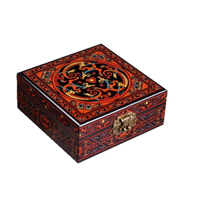 Gold painted Han style lacquer antique war Han and Jin Zhao lacquer box Xiangyun pattern handed down gift storage box,
