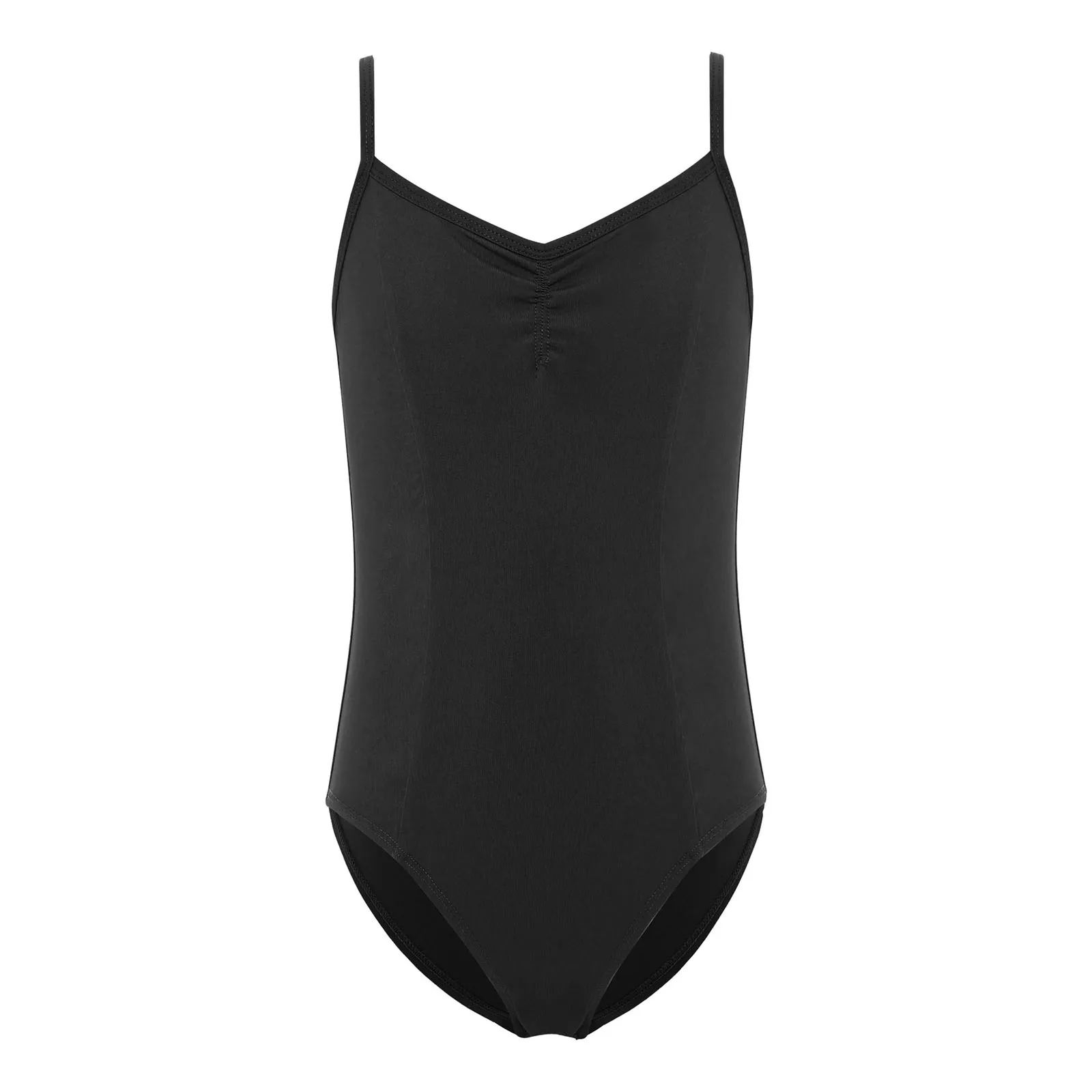 Costume da ginnastica per danza classica per bambina, senza maniche, regolabile, con spalline per spaghetti, body con volant sul davanti per spettacoli di pratica