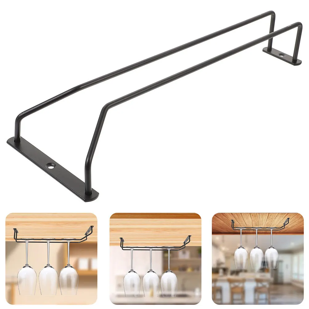 

2Pcs Ceiling Mounted Wine Glass Rack Metal Cup Holder Hanging Stemware Organizer Cabinet Storage Rack for Home Bar