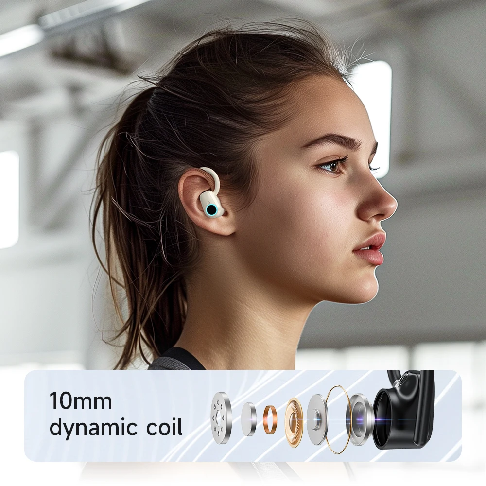 HOCO EQ8 Bluetooth 5.3 Wireless Earbuds LED Display Charging Box Sports HiFi Music Over-Ear Hooks Earphones with Touch Control