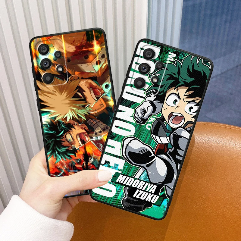 Comic My Hero Academia For Samsung Galaxy A73 A72 A55 A54 A53 A52S A34 A33 A32 A25 A23 Soft Black Phone Case