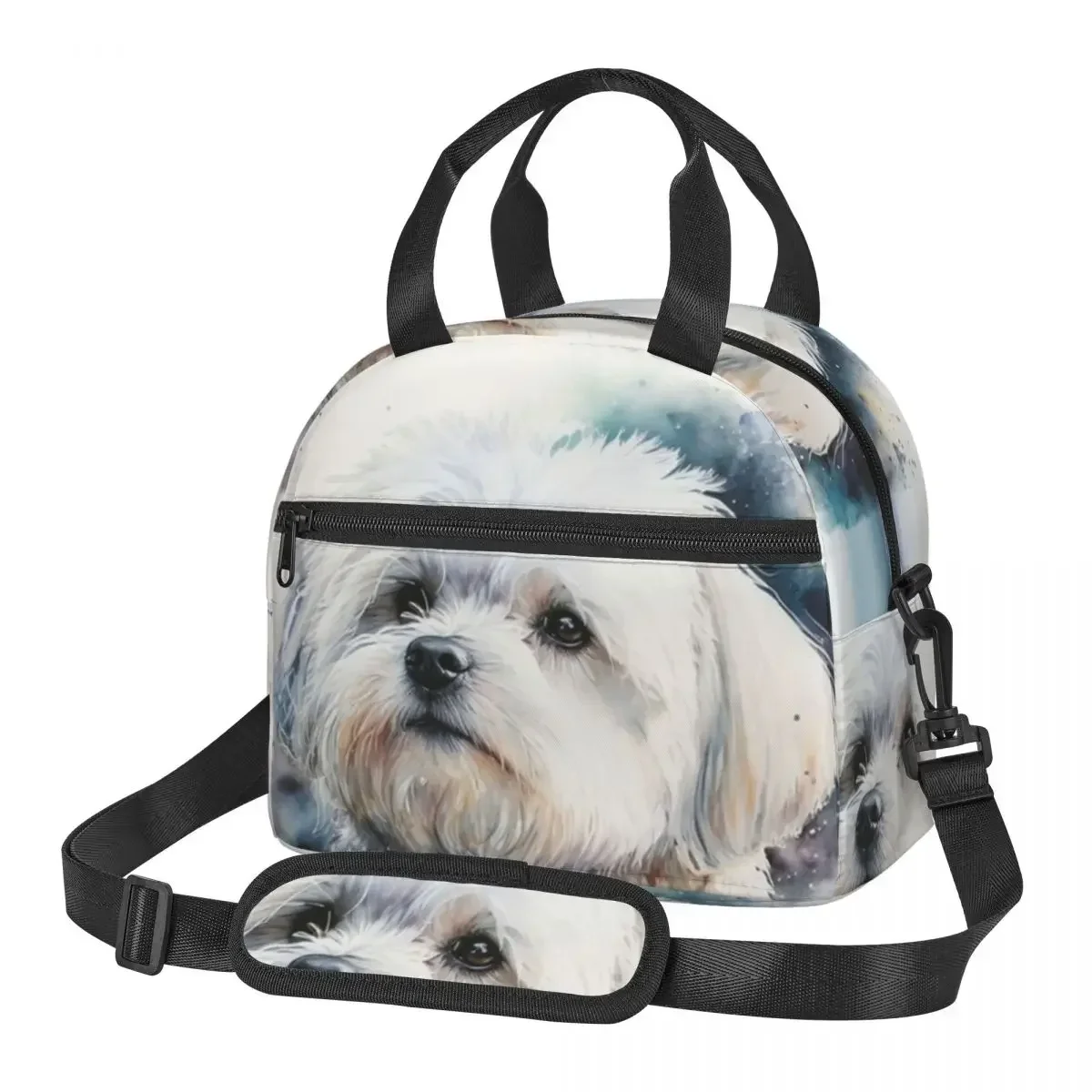 

Maltese Dog Art Lunch Bags Insulated Bento Box Leakproof Lunch Tote Picnic Bags Cooler Bag for Woman Children