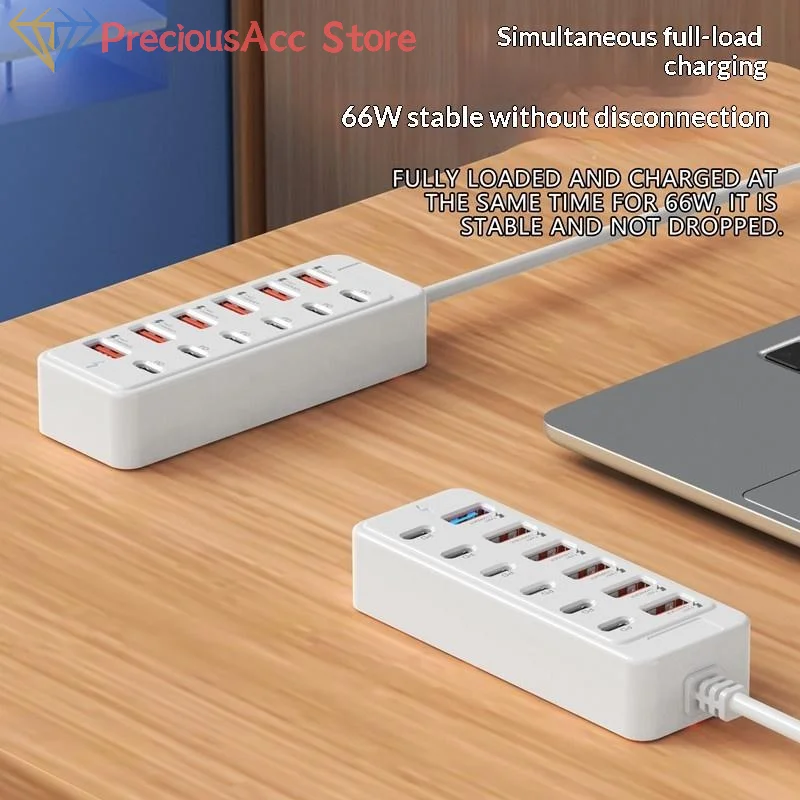 12 In 1 Charging Station 6 USB 6 Type C Ports Desktop Power Strip Fast Charger Adapter for Phone Tablet Travel Office