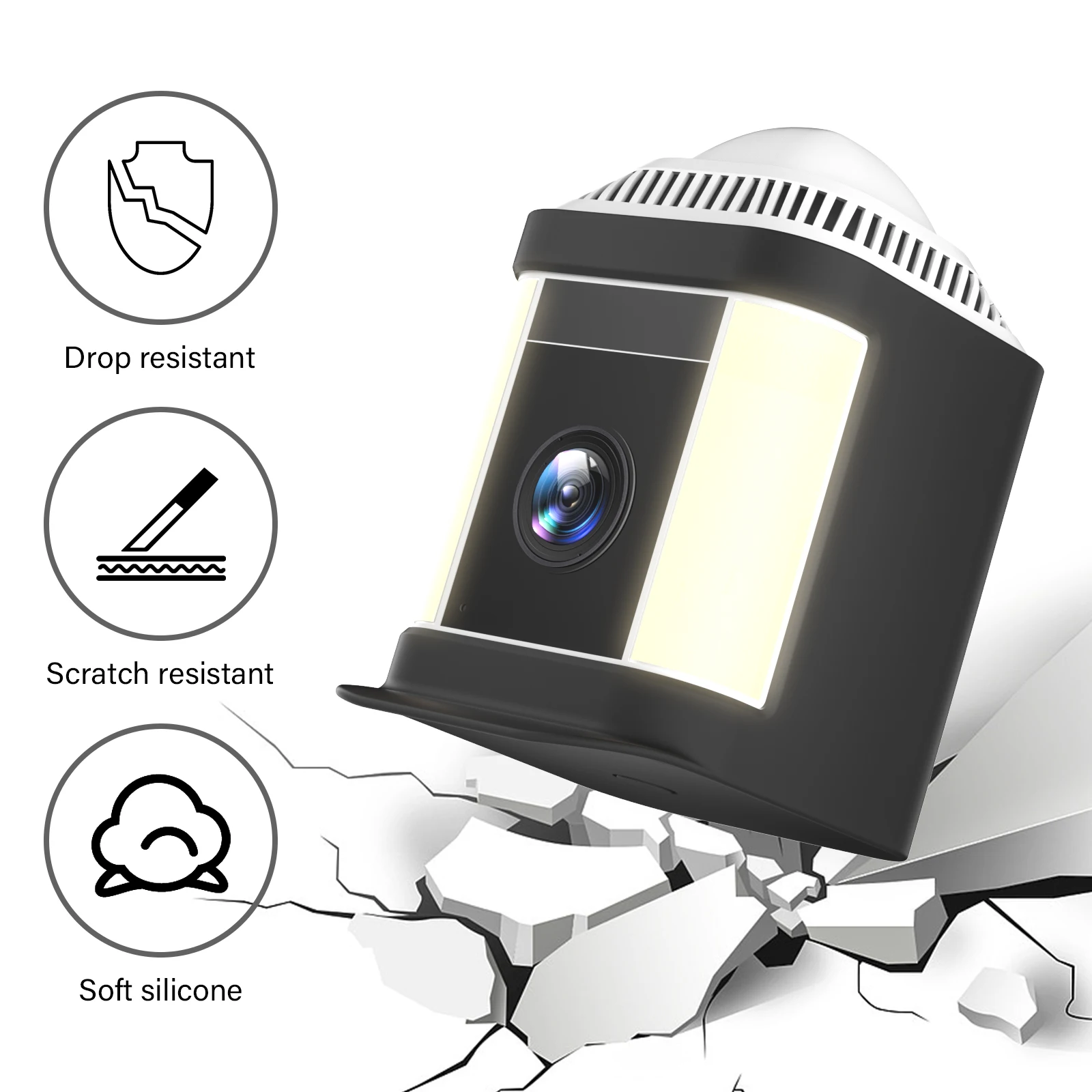 Silicone Monitor Camera Protector with Brim Camera Protection Shell UV-proof Weather-proof for Ring Spotlight Cam Pro/Cam Plus