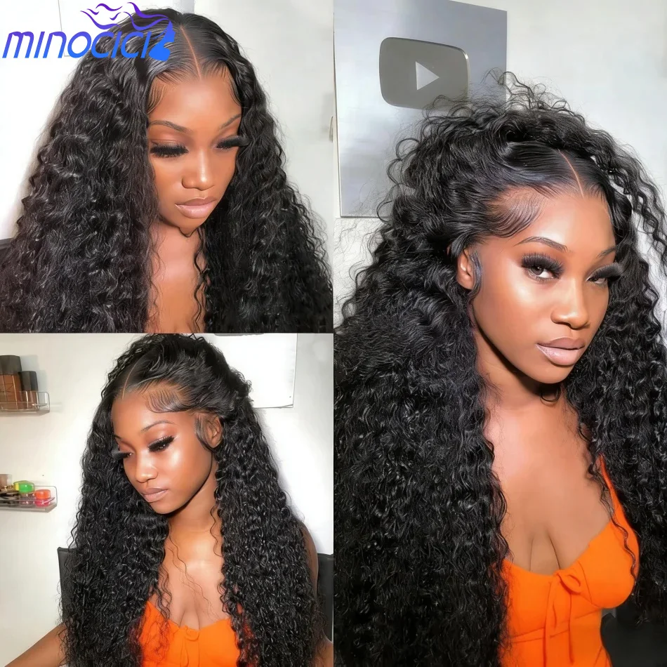 

Curly Lace Front Wig 13X6 Hd Lace Frontal Wig Deep Wave Human Hair Wig 250 Density Water Wave Preplucked Brazilian Hair 40 Inch