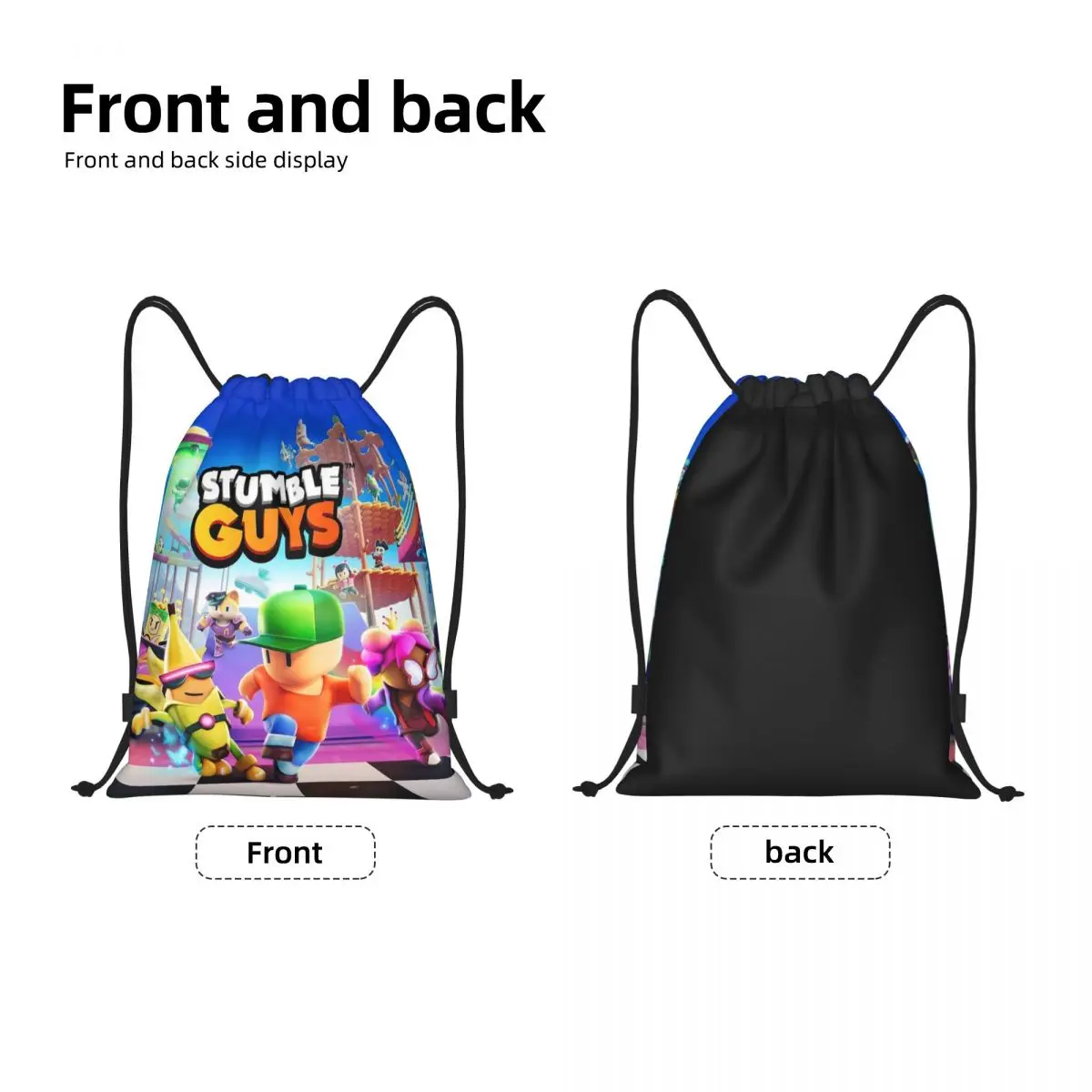 Stumble Guys mochila con cordón para fútbol, bolsa de gimnasio resistente al agua, juego de dibujos animados, Sackpack de cuerdas para Yoga