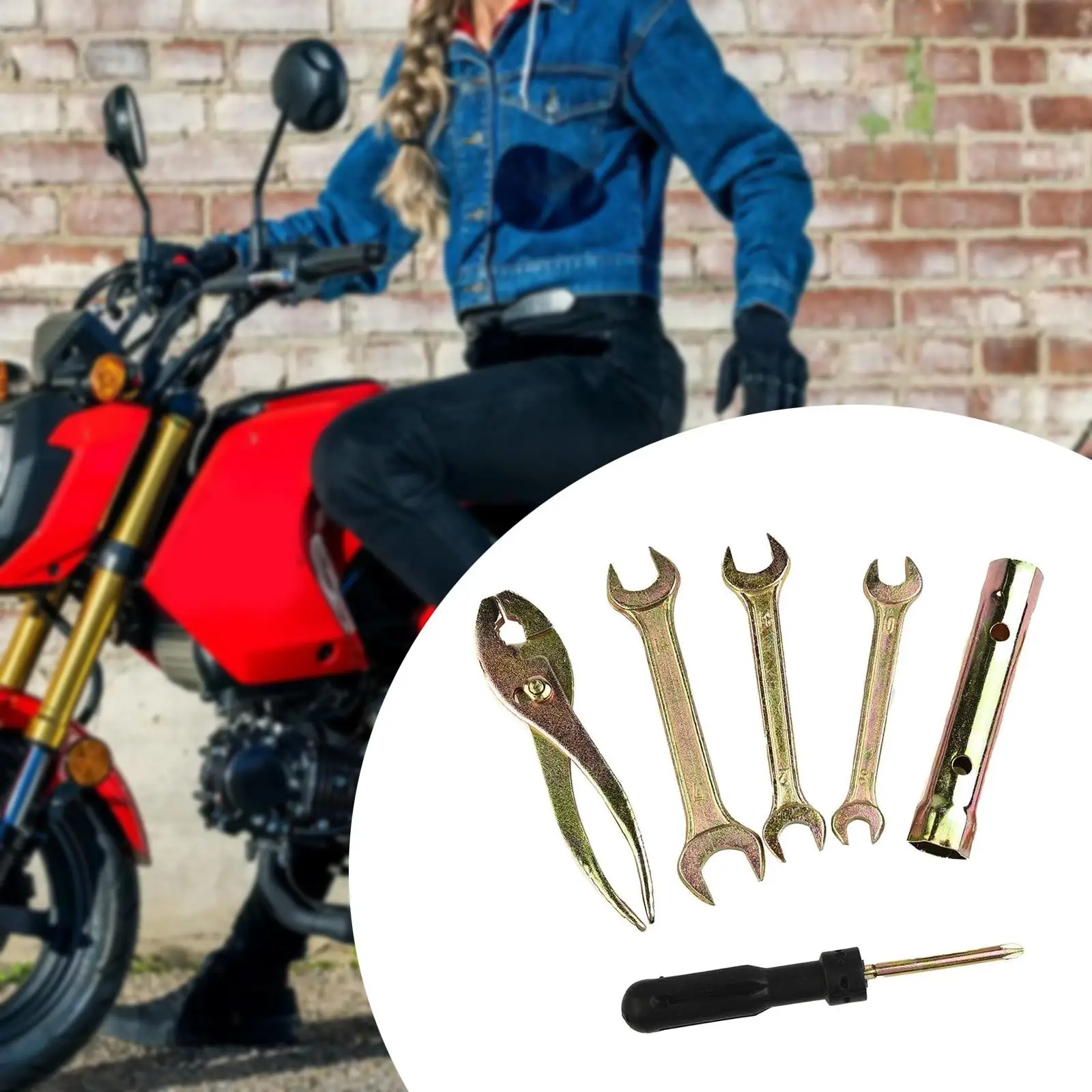 

Universal Motorcycle Repair Wrench Kit Iron Maintenance Tools Set with Storage Bag for Real Motorcycles