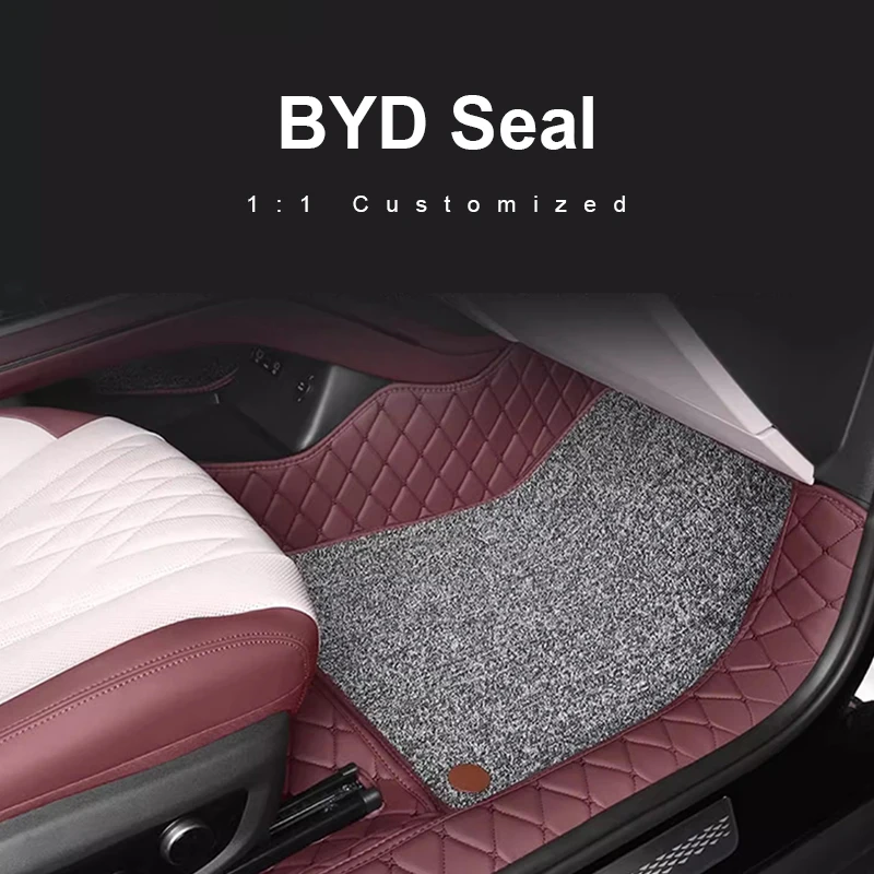 For BYD Seal DMI EV Custom Fit Car Accessories Floor Mat Interior Leather Trunk Mat ECO Material for Front and Rear Seat Blue