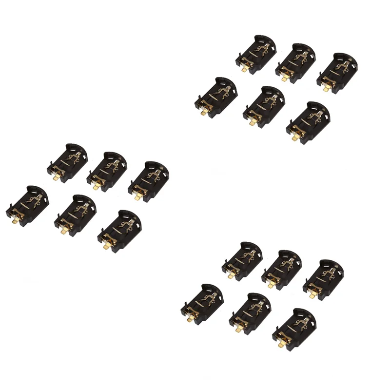 AB41-18PCS Brown Plastic Housing CR2032 Button Cell Battery Socket Holder Case