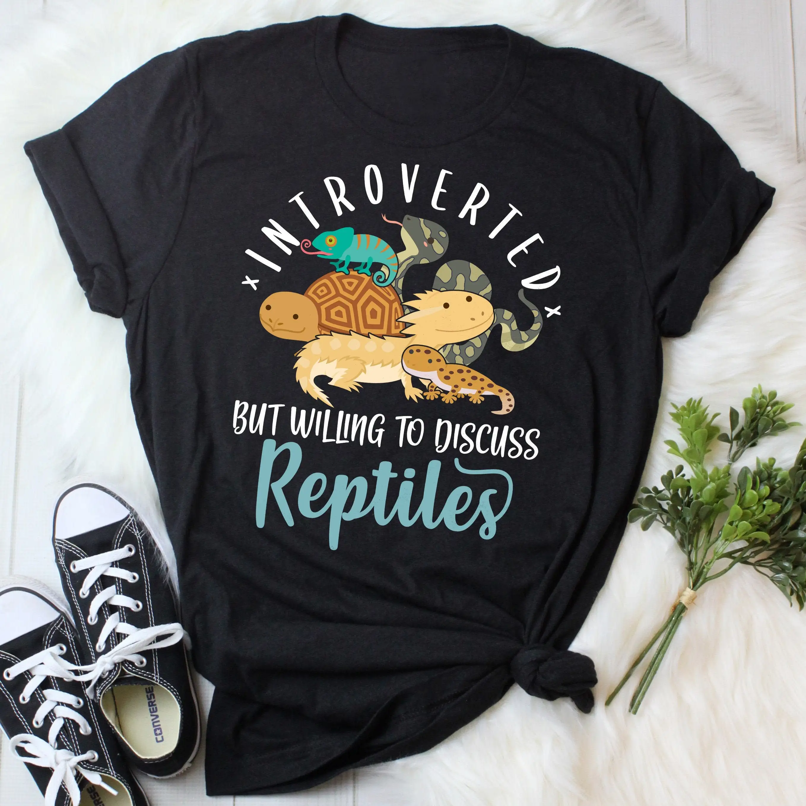 Funny Reptile T Shirt Bearded Dragon Lover Snake Lizard Tortoise Leopard Gecko Carpet Python Chameleon Introvert