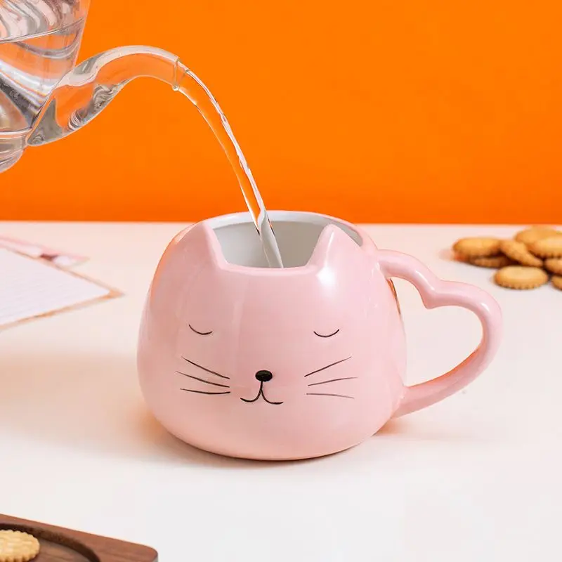 

Cartoon Pink Silly Ceramic Cup, Soft Girl Super Playful, Large Capacity Office Home Water Cups, Mug, High-value Milk Drinkware