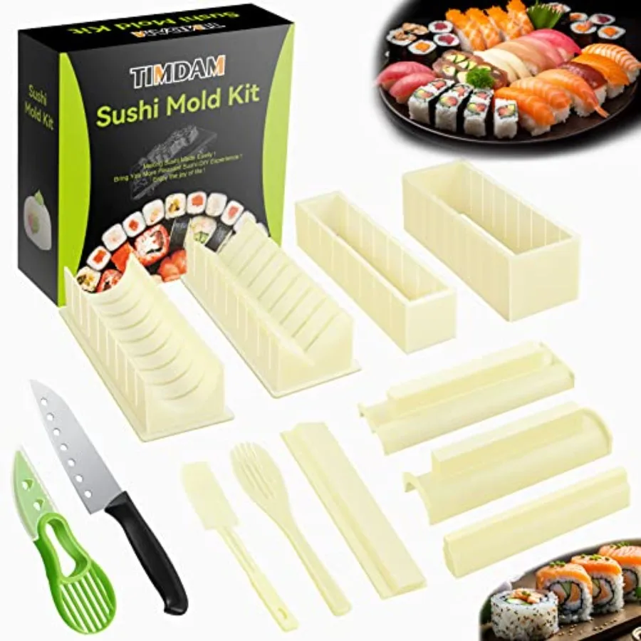 

Sushi Making Kit 12 Pcs Sushi Maker Kit Sushi Molds Press with Sushi Rice Mold Shapes Sushi Maker Roller Kit Sushi Kit for Begi