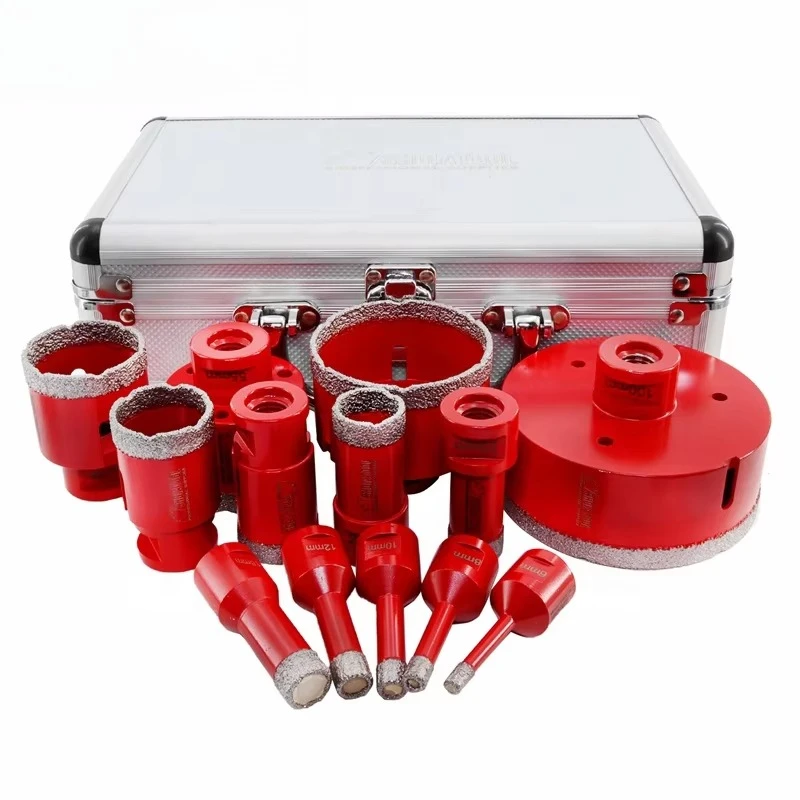 1 Set/13 Piece Vacuum Brazed Diamond Bits Kit M14 Threaded Ribbon Ceramic Granite Marble Bits