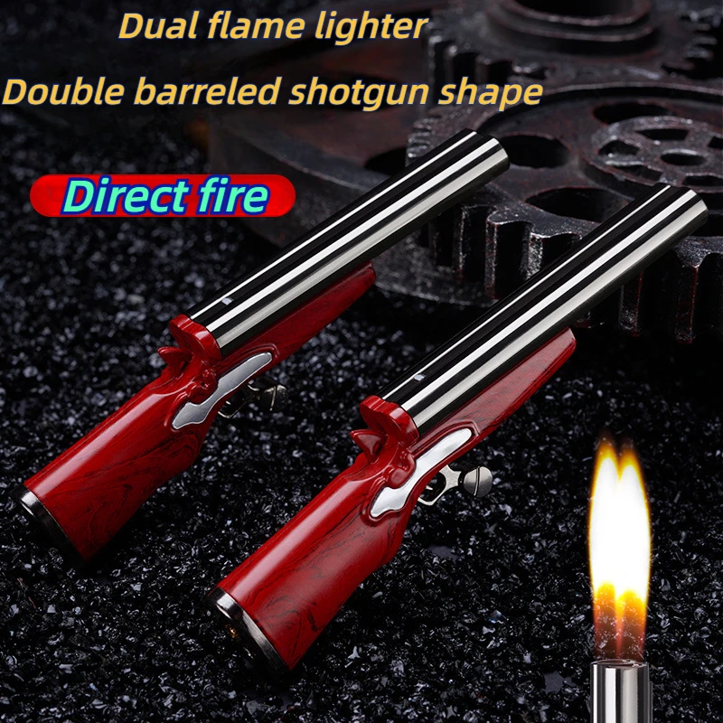 

Double Flame Metal Small Pistol Shaped Lighter Compact Personalized and Creative Men's Lighters & Smoking Accessories Cigarette