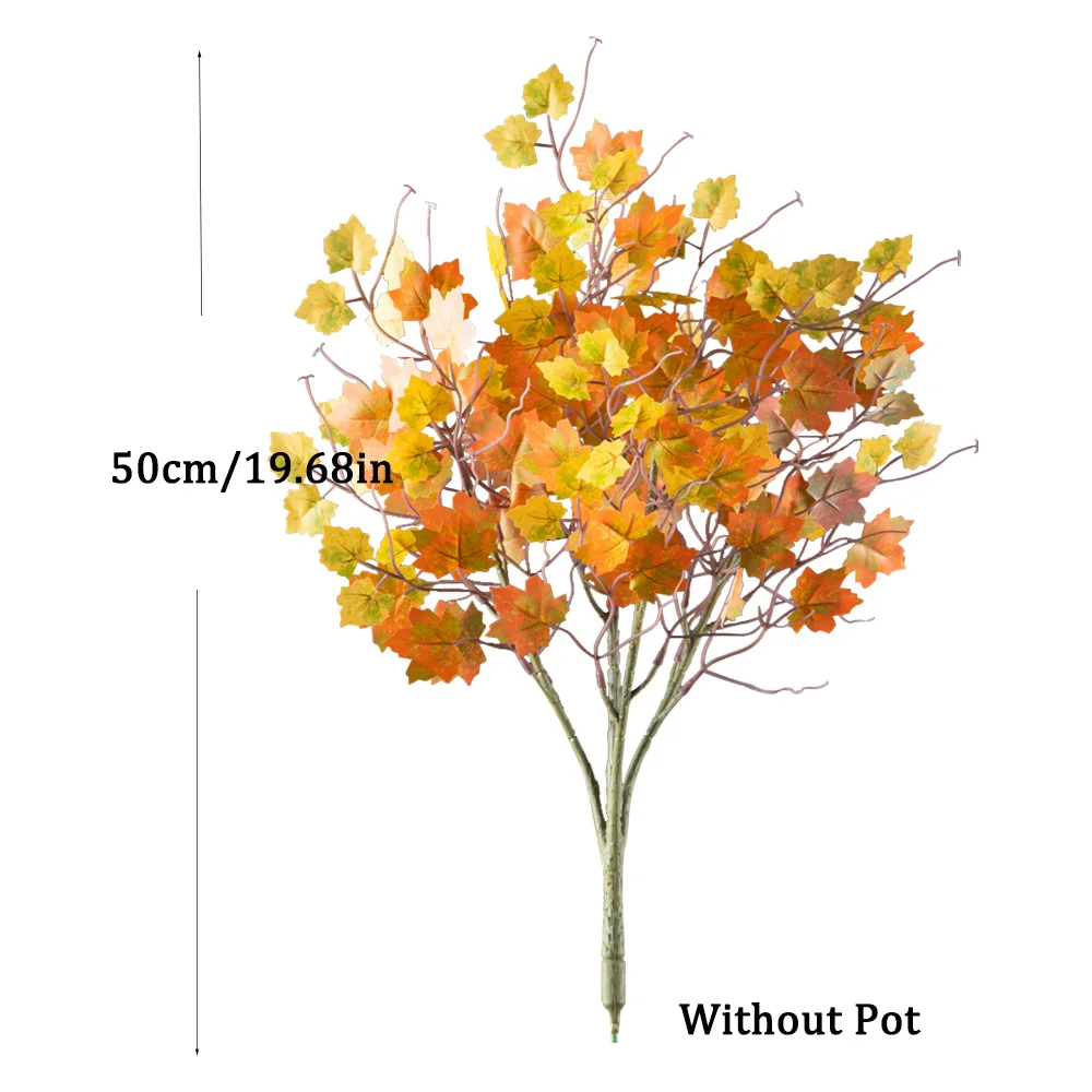 40-60cm künstlicher Ahorn baum gefälschte Herbst blätter tropische Pflanzen Seide Ahornblätter Zweig für Erntefest Halloween Dekor – Detail 7
