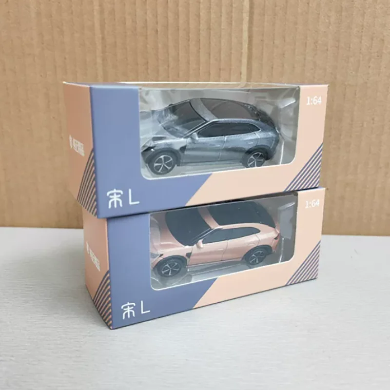 Diecast 1:64 BYD Song L, Yuan PLUS, Dolphin New Energy Alloy Car Model Desktop Ornament Adult Gift Hobby & Toys Scene Simulation