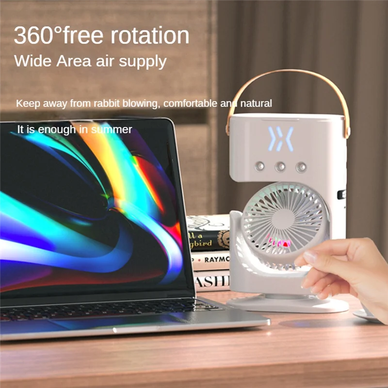 

ABRB-Portable Desktop Humidifier Air Conditioner Fan Household Small Air Cooler Fan Sprays Fan For Office 7 Color Lighting