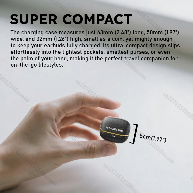 Monster AURA FIT GT19 سماعات أذن صغيرة غير مرئية شبه داخل الأذن سماعات بلوتوث ENC إلغاء الضوضاء سماعة أذن رياضية لاسلكية