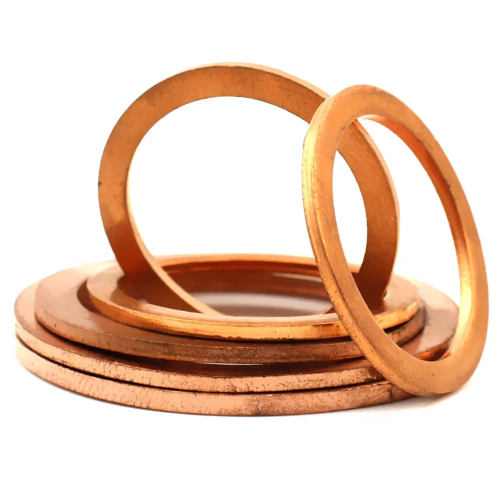 10/50pcs Hardware Accessories Flat Ring Seal Red Solid Copper Washer Gasket Sump Plug Oil Seal Fittings Washers Fastener DIN7603