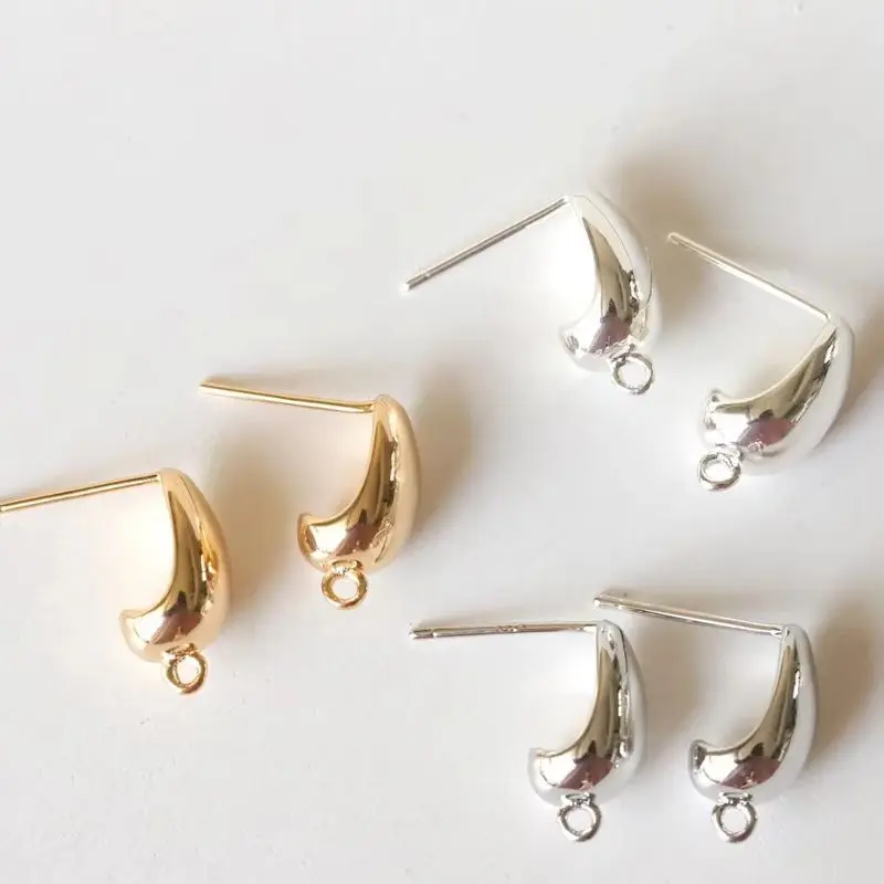 

2PCS 7.7x14mm 14K Gold Color Ins Landscape Water Drop Earrings 925 Silver Needle Earrings DIY Handmade Charm Accessories