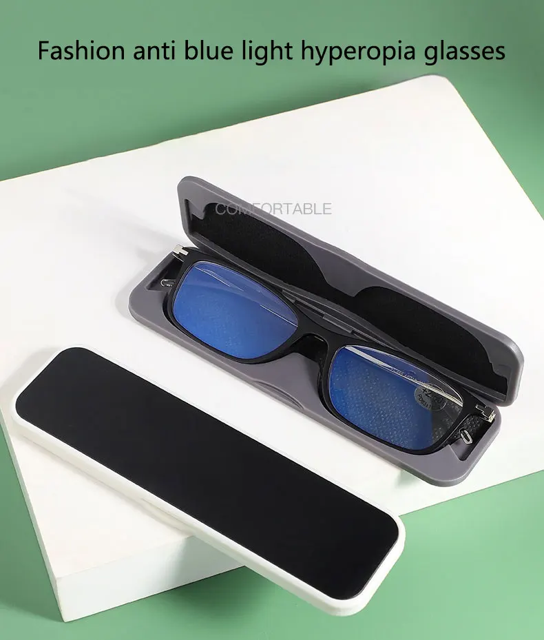 BOYSEEN Herren-Lesebrille mit blauem Lichtschutz, tragbare Taschenbrille mit ultradünner Box, 14 x 4 x 0,8 cm, Hyperopiebrille – Detail 1