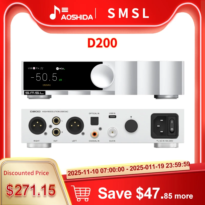 SMSL D200 مرحبا فاي وحدة فك ترميز الصوت ROHM BD34352EKV رقاقة Bluetooth5.1 MQA دعم CK-03 ساعة كلمات عرض البصرية محوري USB DAC