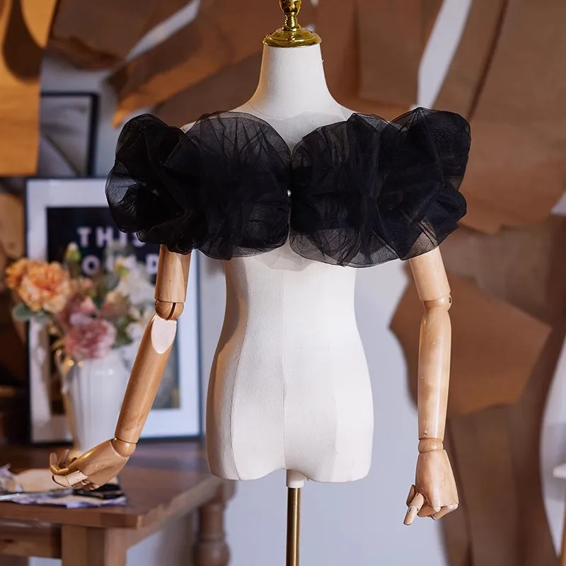 

Женская весна-лето с разрезом на шее, черная сетка, пашмина, женский косплей, вечерние шоу, шаль, плащ, воротник R3081