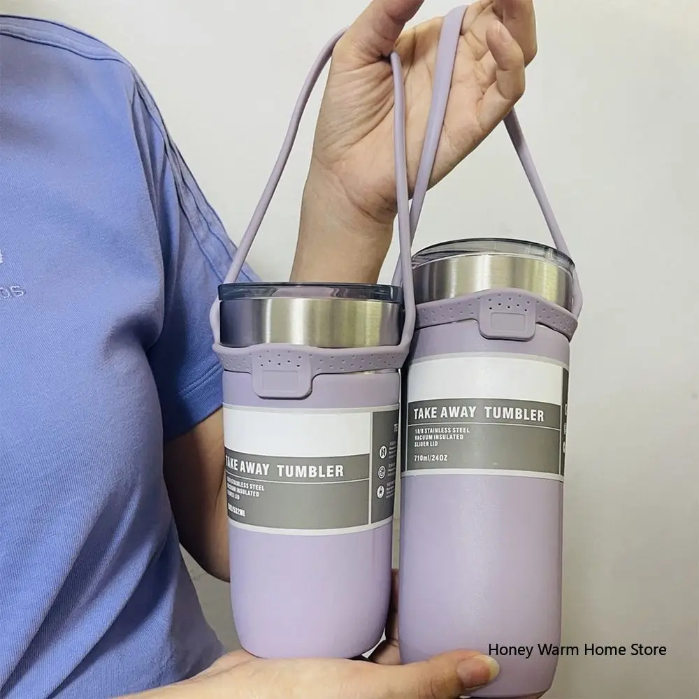 Silicone Water Bottle Handle Insulated Tumblers Coffee Mug Dia 85 to 100mm Portable Leakproof Cup Parts for Tyeso 600ml/40oz