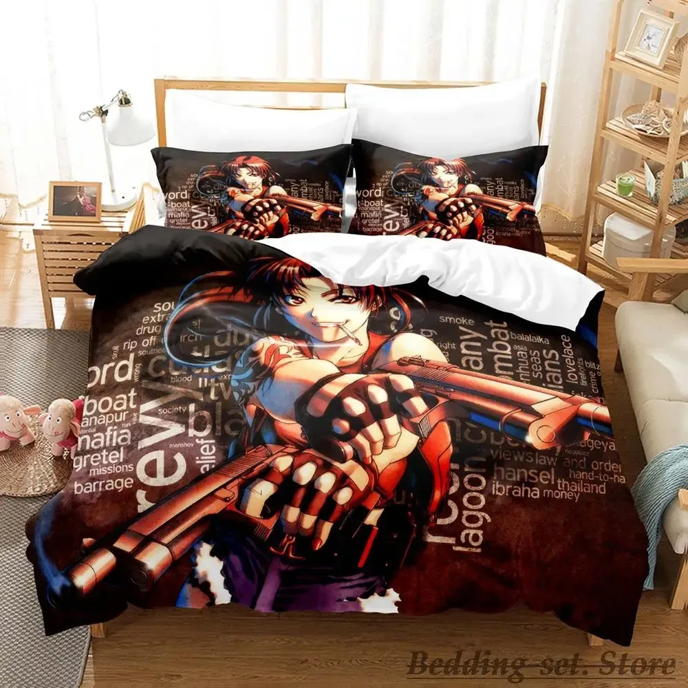 

New Black Lagoon Bedding Set Single Twin Full Queen King Size Bed Set Adult Kid Bedroom Duvetcover Sets Anime parure de lit Bed