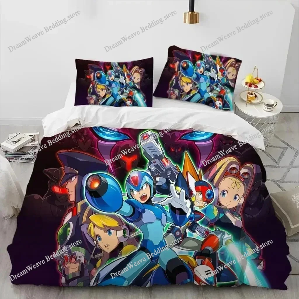 

New Rockman Megaman Bedding Set Single Twin Full Queen King Size Bed Set Adult Kid Bedroom Duvet Cover Sets 3D Print Game Anime