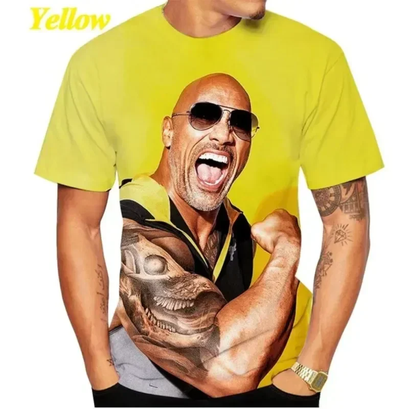 Dwayne Johnson 3D Print T-shirt Men's Unisex Casual Oversized T Shirt Personality Harajuku Street Round Neck Short-sleeved Tops