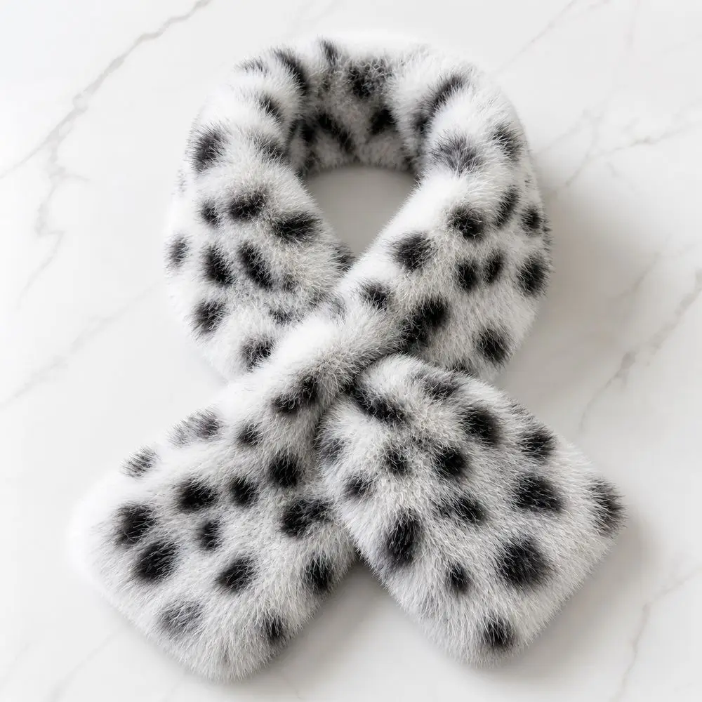 New Leopard Print Neck Scarf Crossover Thickened Pull Through Scarf Soft and Fluffy Faux Fur Winter Neck Warmer Daily Outfits - view 2