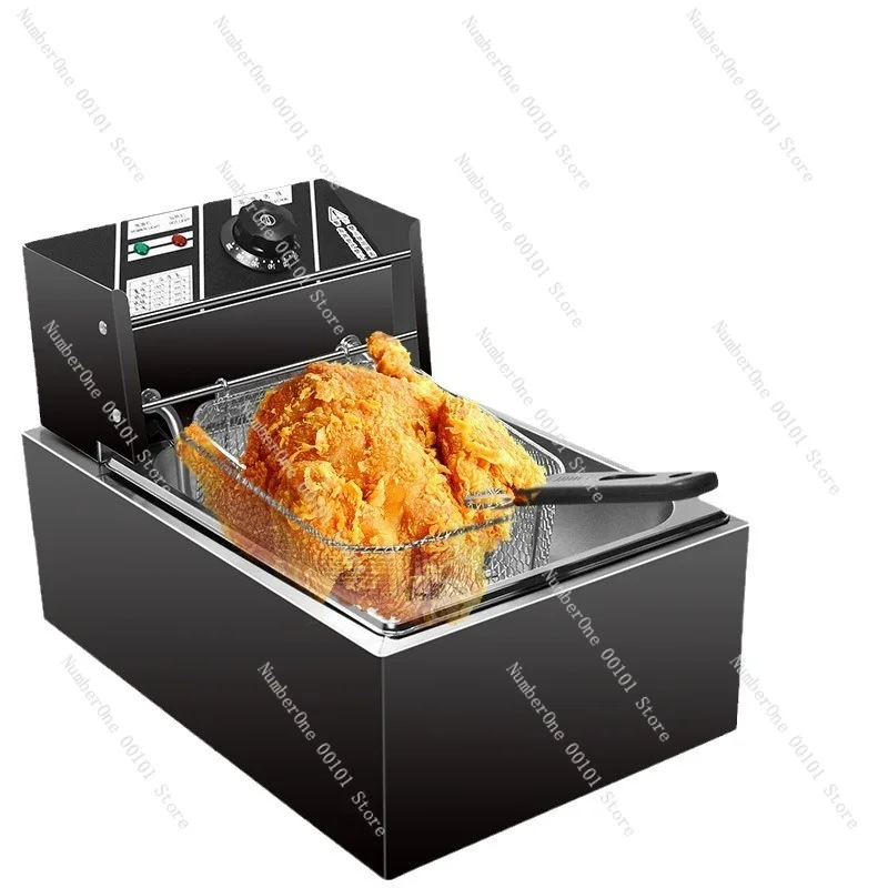 Heavy Duty Electric Deep Fryer 110V 220V Black Steel Commercial Frying Machine Extra Thick Oil Tank Countertop Kitchen French
