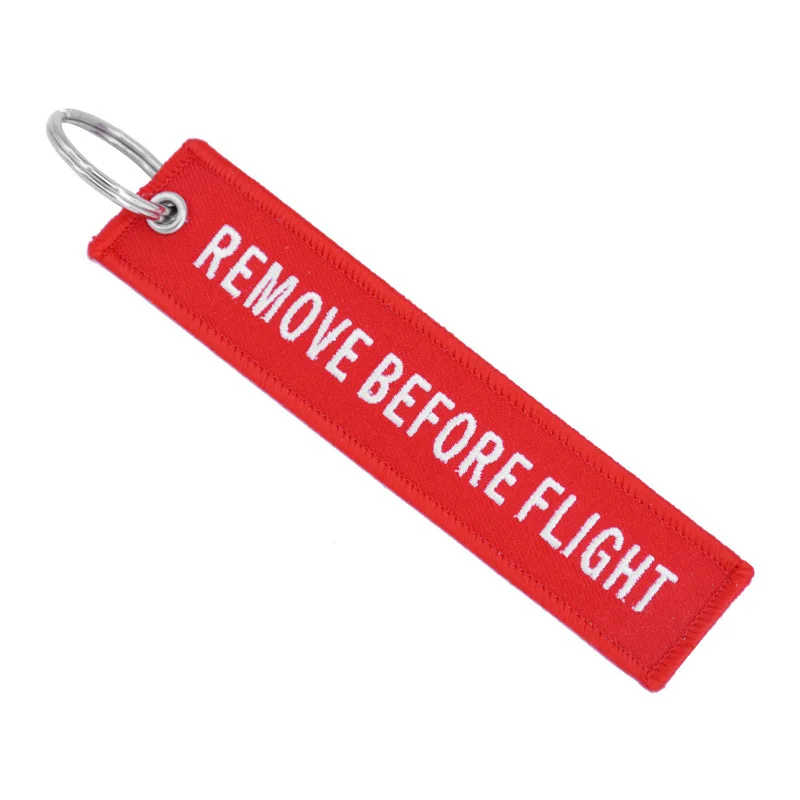 Remove Before Flight Woven Key Ring Special Luggage Tag Label Red Chain Keychain For Aviation Gifts OEM Keychain Fashion Jewelry