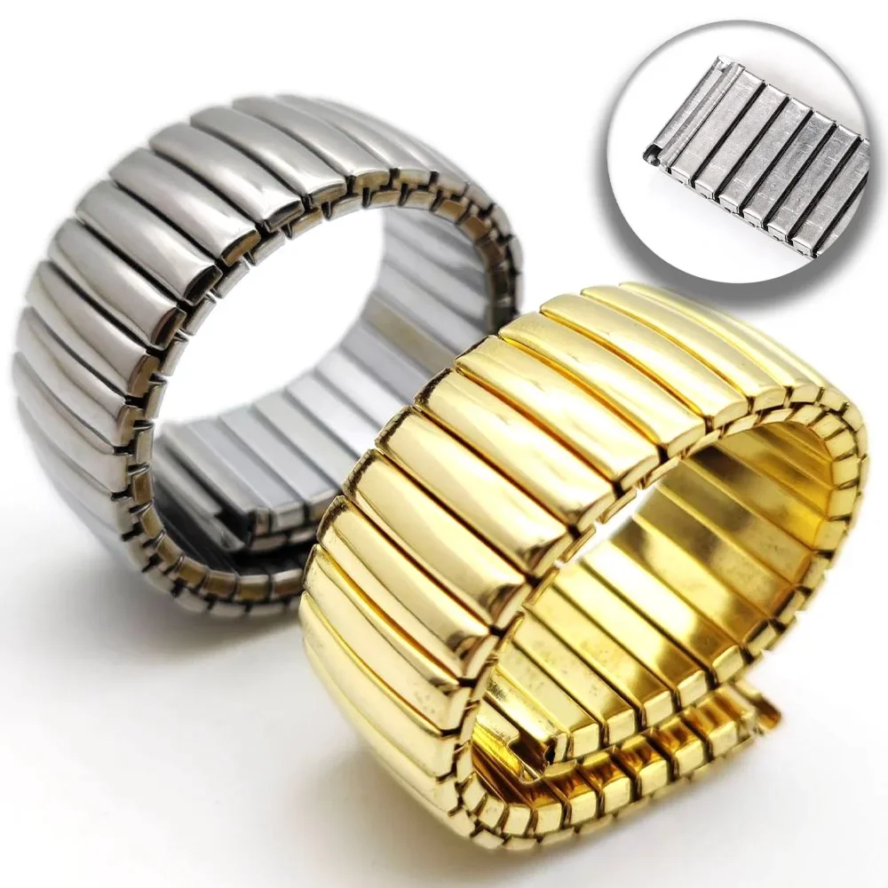 سوار فولاذي غير قابل للصدأ 12 مللي متر 14 مللي متر 16 مللي متر 18 مللي متر 20 مللي متر 22 مللي متر حزام مطاط المعادن الساعات استبدال معصمه سوار عالمي