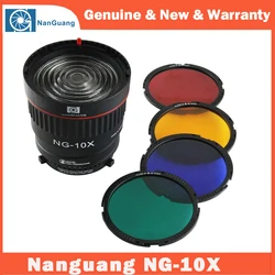 Nanguang NG-10X Adaptador de enfoque de lente NG-10X Fresnel, Kit de lentes para luces LED Bowens fit, con filtro de 4 colores