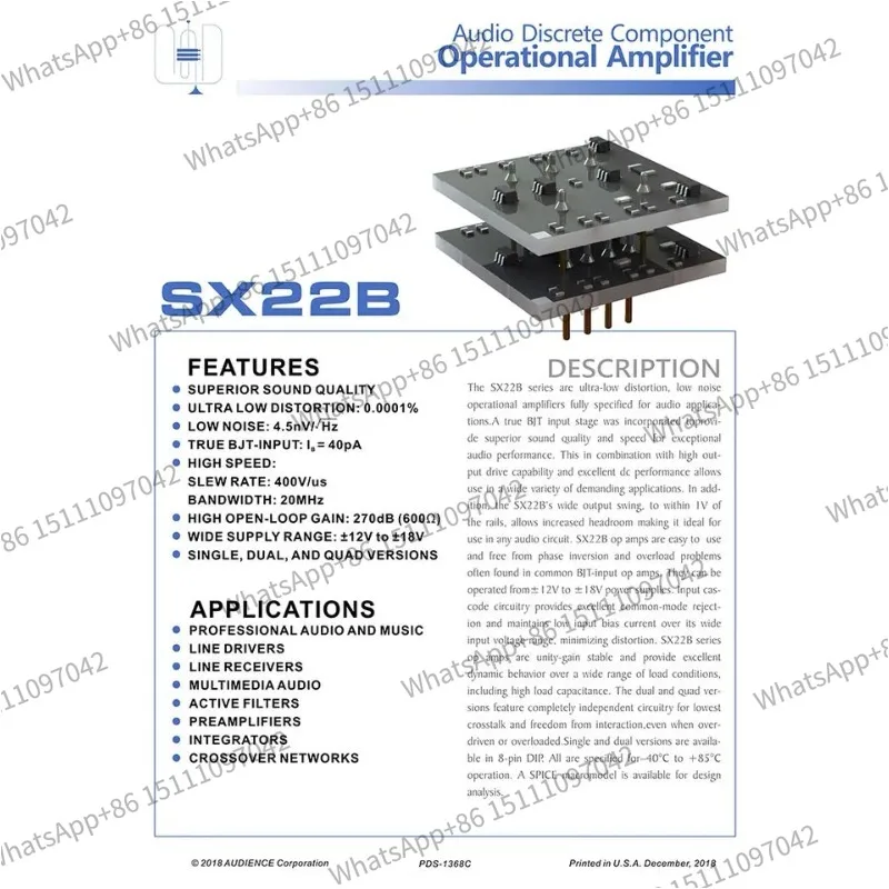 SX22B High Fidelity Audio Op-Amp Integrated Circuit Module Preamp Board for 4558D Upgrade