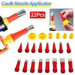 22 PCS/Set Stainless Steel Caulk Nozzle Applicator with Removable Rubber Base Sealing Nozzle Set for Kitchen Bathroom Sink Joint