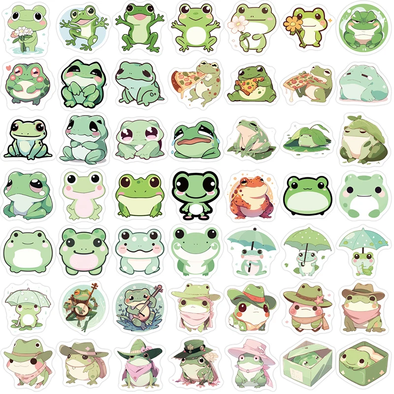 100 Sheets Cute Animal Frog Cartoon Stickers Decals Skateboard Laptop Notebook Phone Suitcase Decoration Sticker Kids Toy